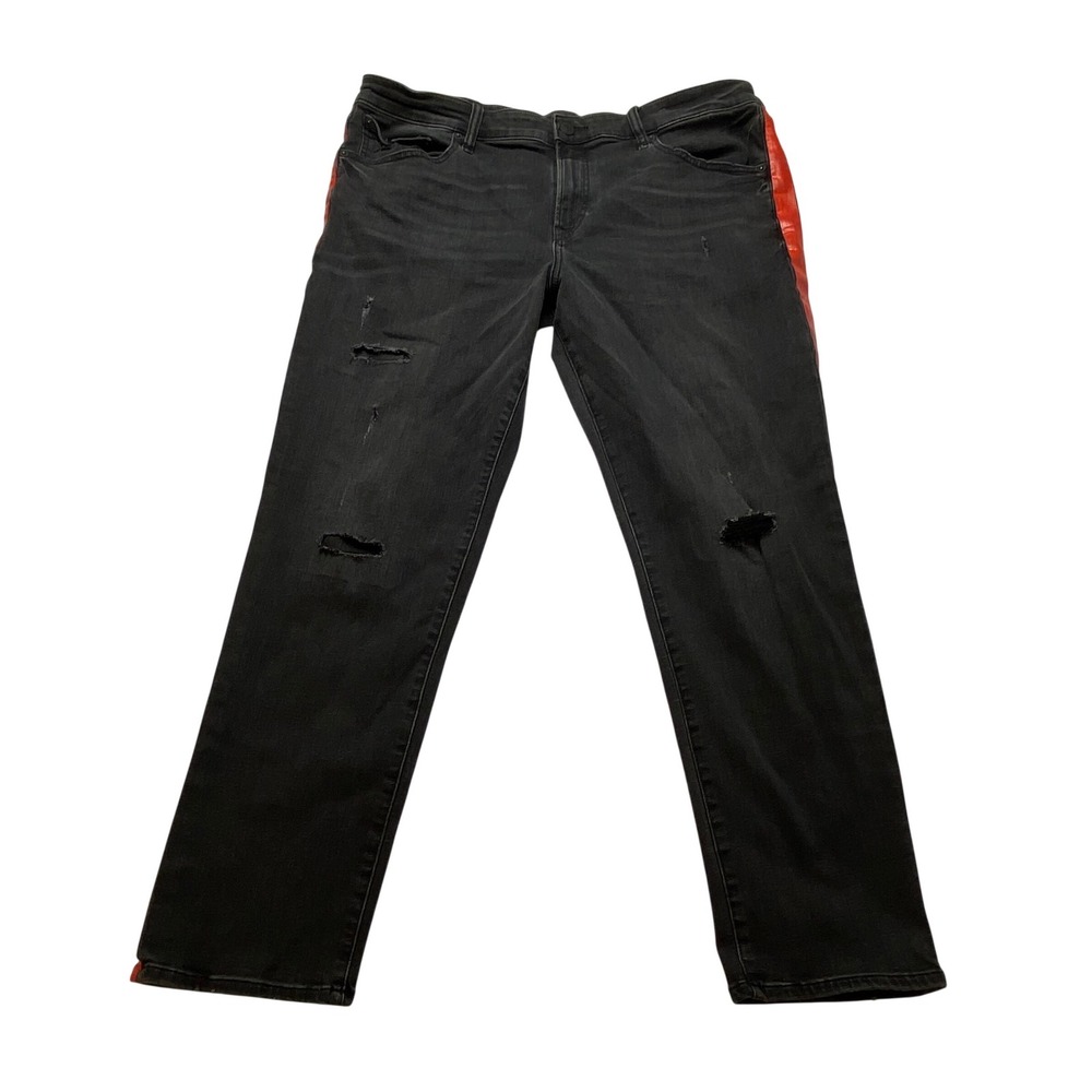 Express x Victor Oladipo Mens Slim Hyper Distressed Black Red Stripe 38x32